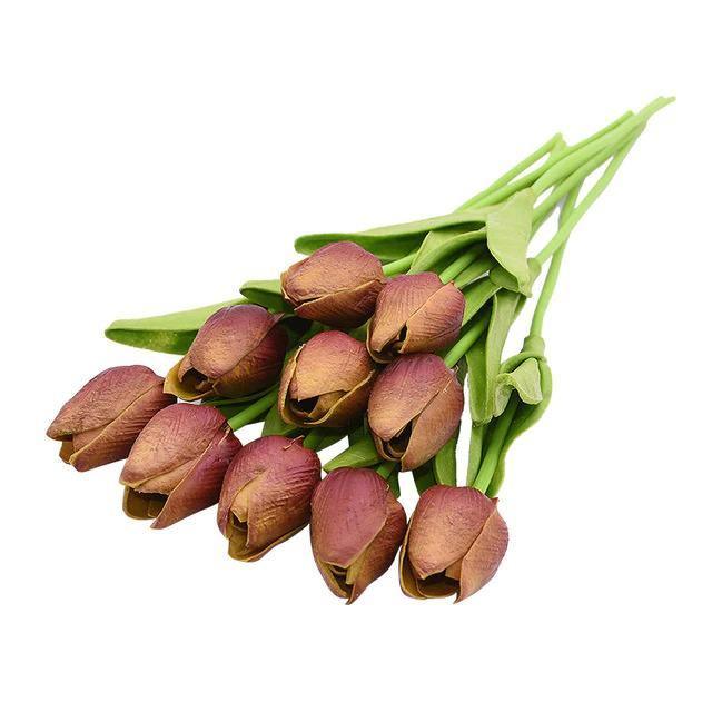 10-Piece Faux Tulips Artificial Flowers Brown | Sage & Sill