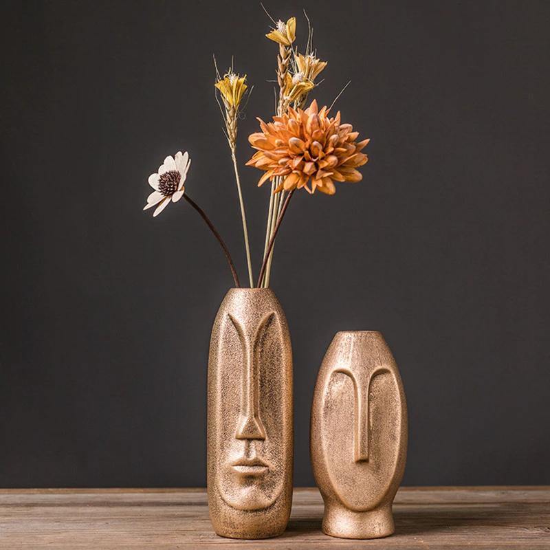 Abstract Long Face Ceramic Vase