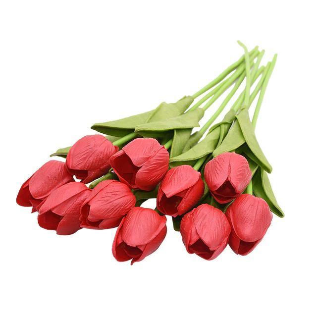 10-Piece Faux Tulips Artificial Flowers Red | Sage & Sill