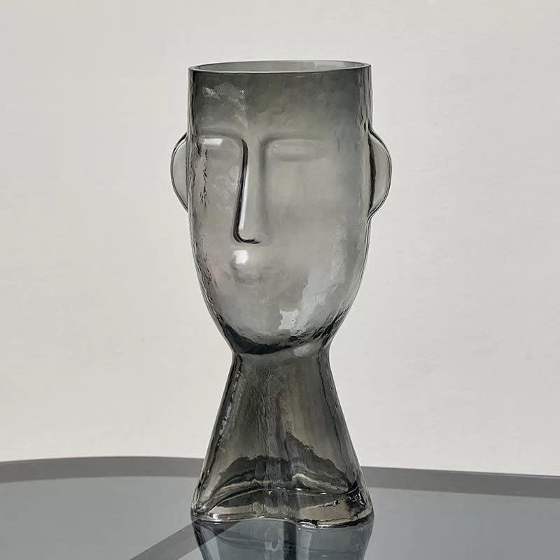 Abstract Face Blown Glass Vase Grey / Large | Sage & Sill