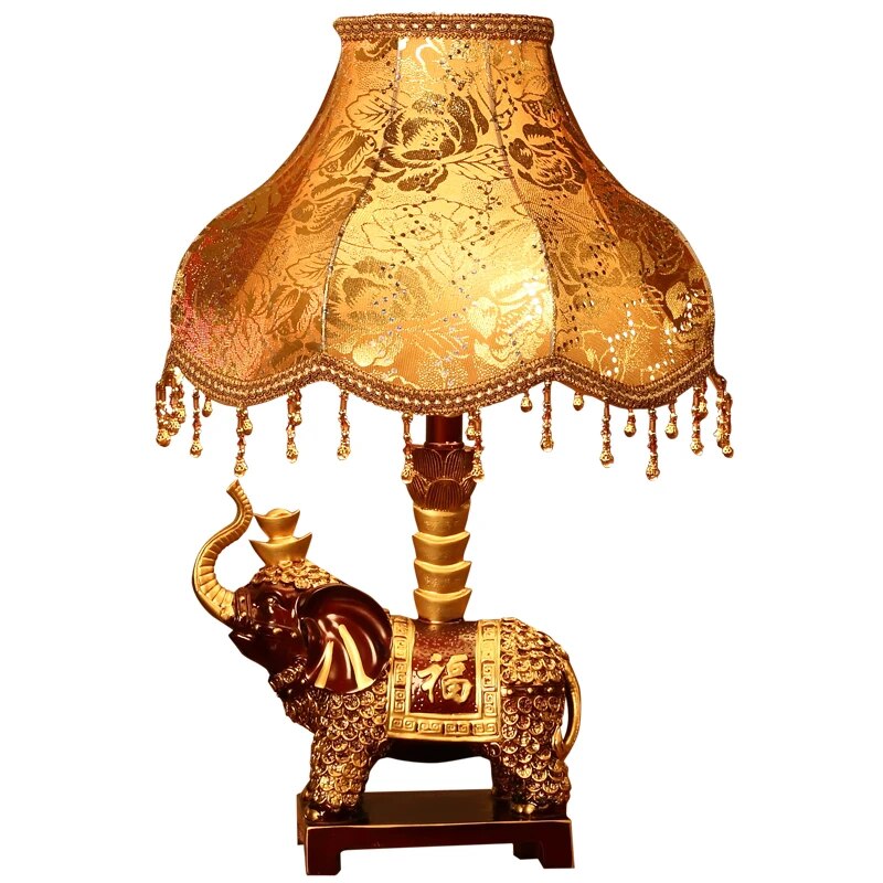 TUDA European Style Vintage Retro Resin Elephant Table Lamp
