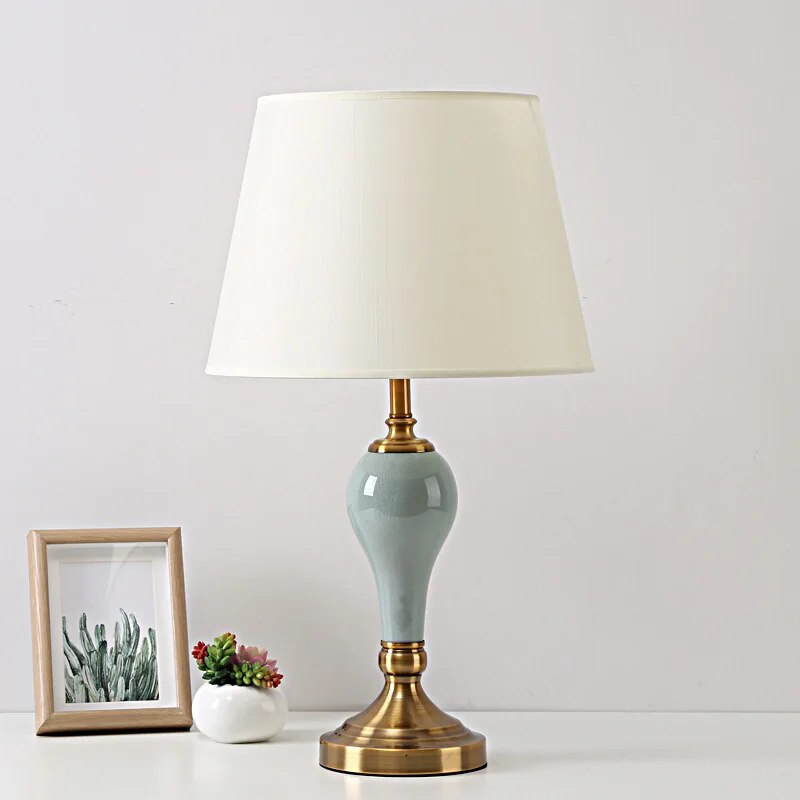 TUDA 33X60cm AmericanStyle Blue Ceramic Table Lamp