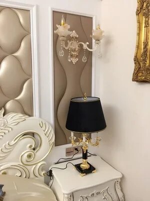 Luxury K9 big black crystal table lamp