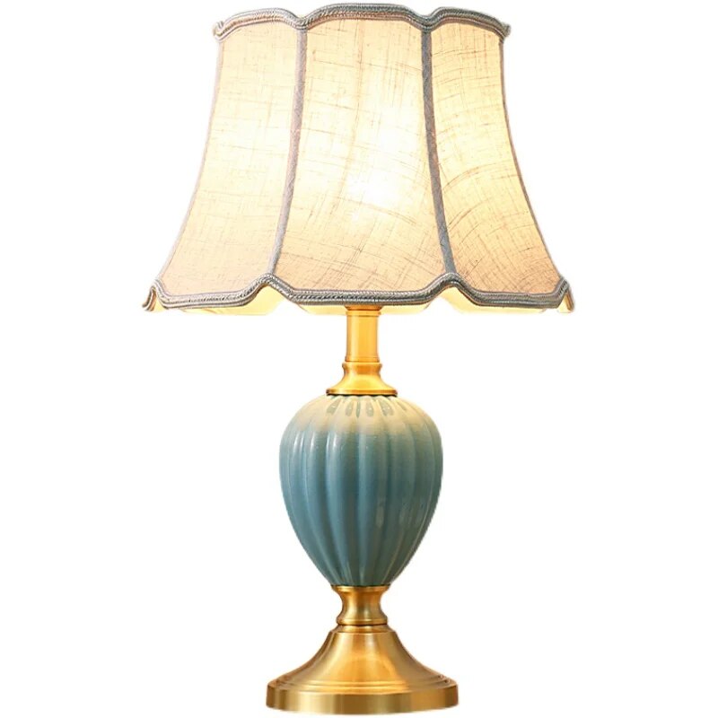 TUDA 33X60cm AmericanStyle Blue Ceramic Table Lamp