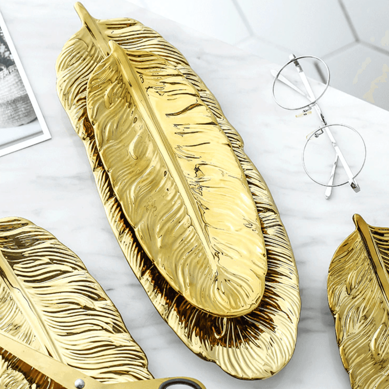 Ceramic Banana Leaf Trays Gold / Small | Sage & Sill