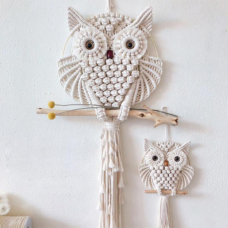 Handmade Owl Macrame Wall Hanging Tapestry