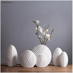 White Leaf Vases