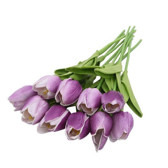 10-Piece Faux Tulips Artificial Flowers Purple | Sage & Sill