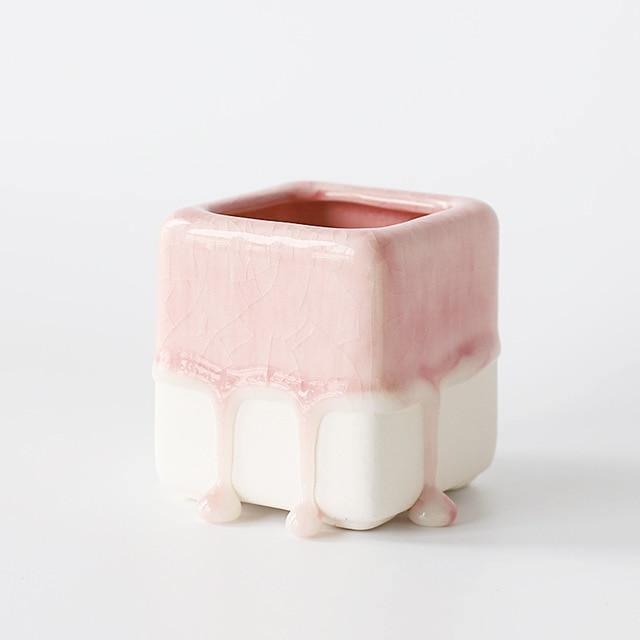 Marshmallow Drip Planters Pink / Square | Sage & Sill