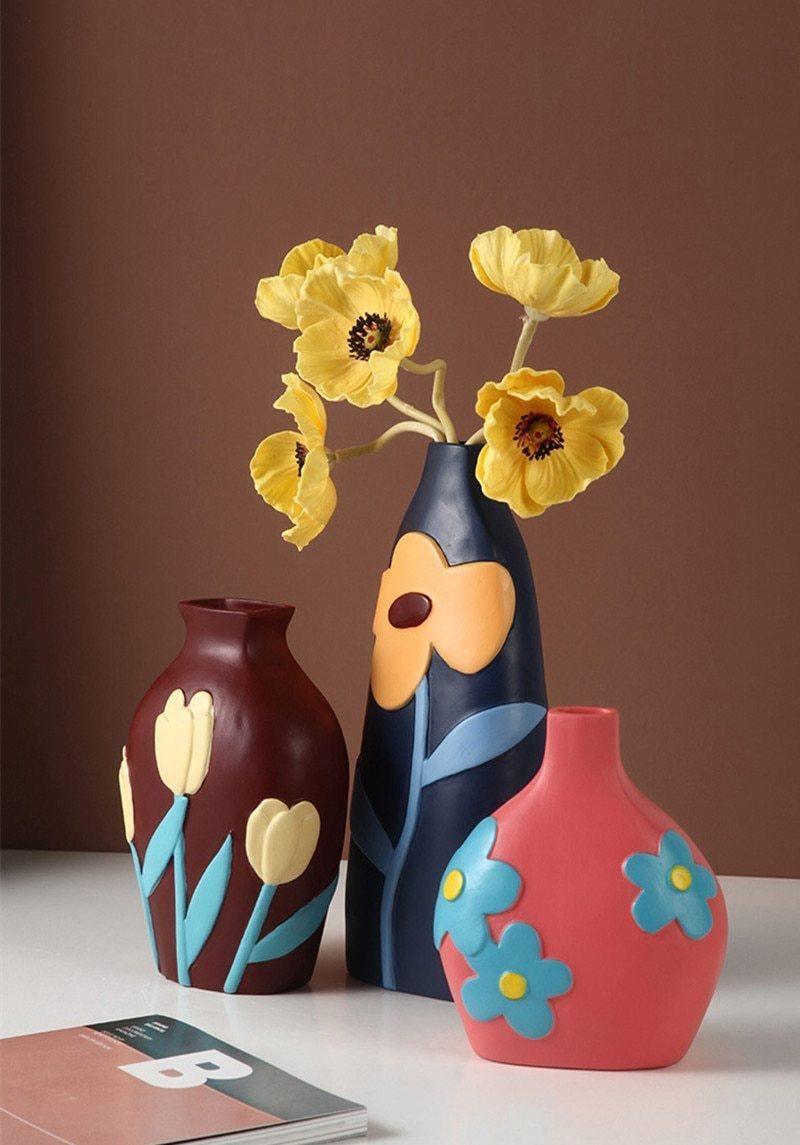 Flower Cutout Ceramic Vases