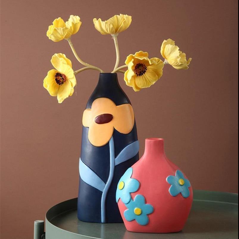 Flower Cutout Ceramic Vases