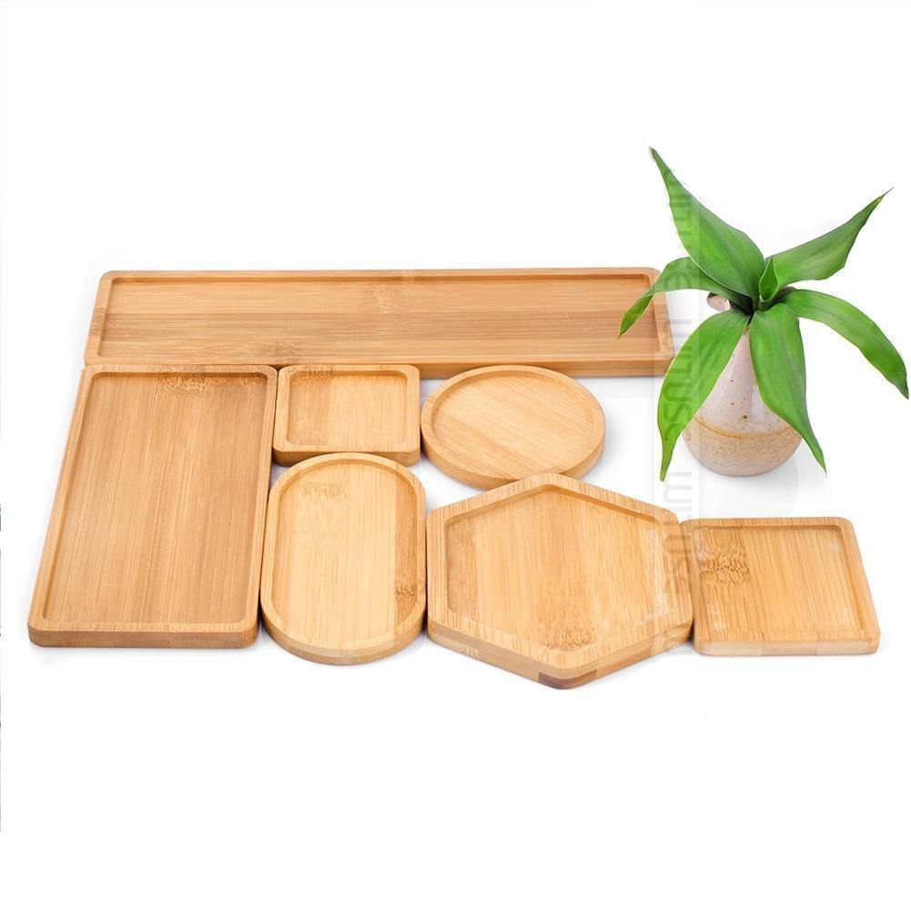 Natural Bamboo Planter Saucer Trays