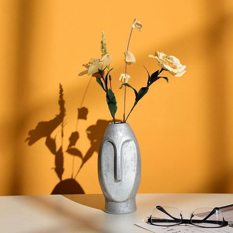 Abstract Long Face Ceramic Vase