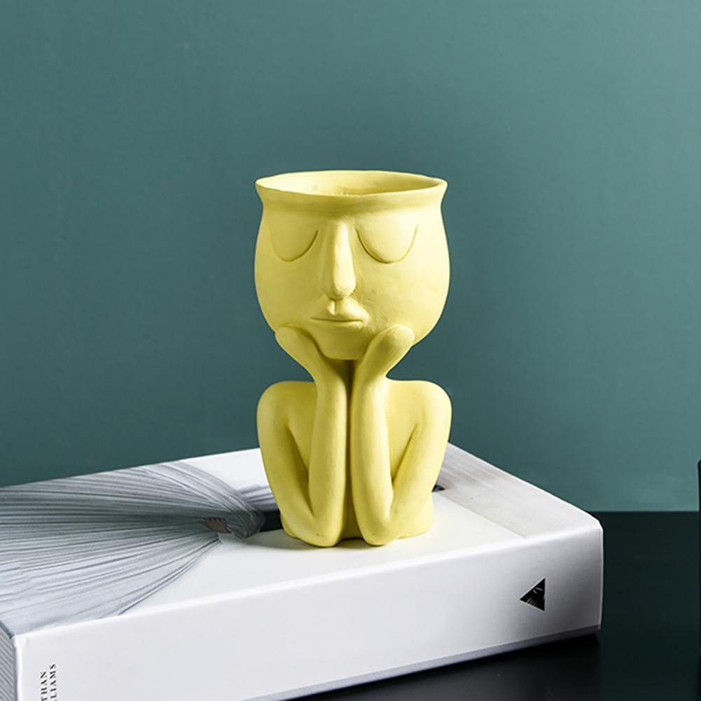 Cupping Face Resting Ceramic Planter Yellow | Sage & Sill