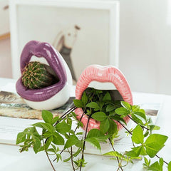 Pucker Up Lips Ceramic Planter