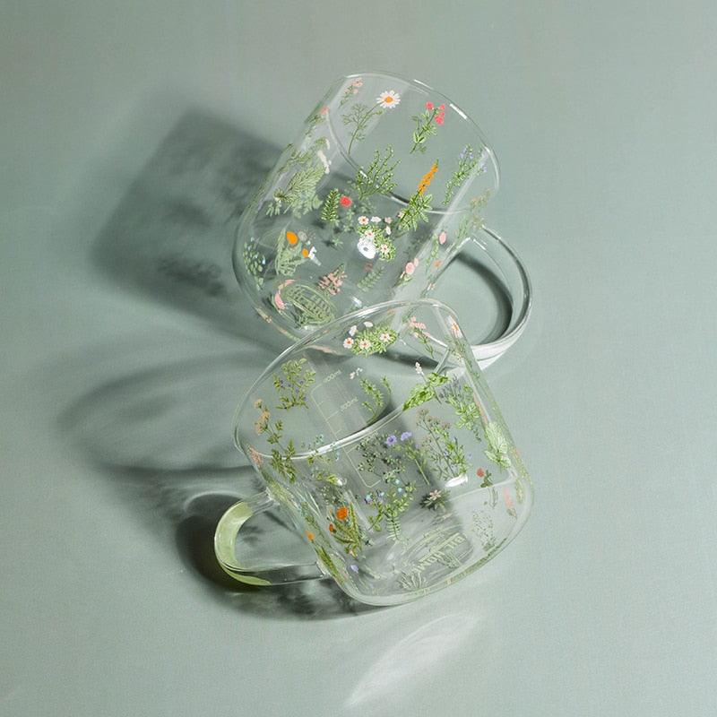 Flora Glass Mug + Cup