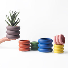 Round Rolls Ceramic Plant Pot