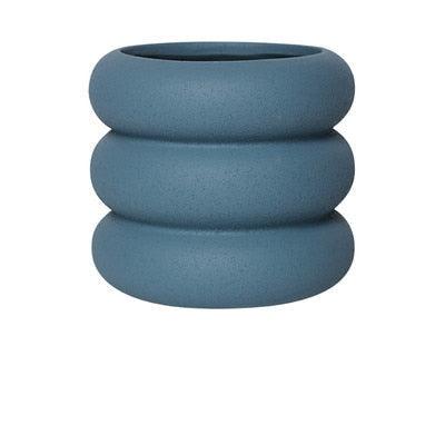 Round Rolls Ceramic Plant Pot SteelBlue / Small | Sage & Sill