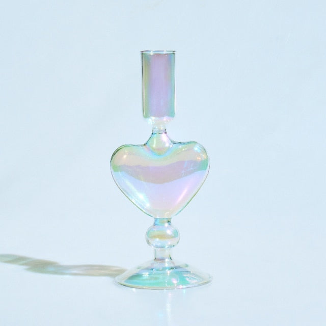 Handmade Colored Vintage Glass Candlestick Candle Holder