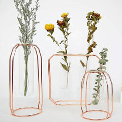 مزهرية من الحديد والزجاج العائمة بشكل هندسي