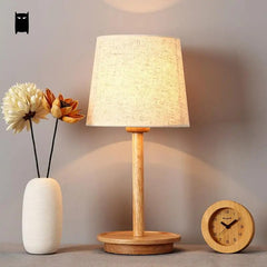 Wood Fabric Shade Table Lamp
