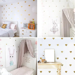 ملصقات ديكور لغرفة الأطفال البنات ملصقات حائط على شكل قلب ذهبي لغرفة الأطفال ملصقات جدارية لتزيين الغرفة ملصقات حائط للأطفال