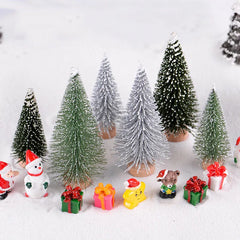 1 قطعة شجرة كريسماس صناعية تمثال السيزال الحرير الأرز شجر صنوبر مصغرة مصغرة المشهد الصغير السنة الجديدة الجنية حديقة ديكور