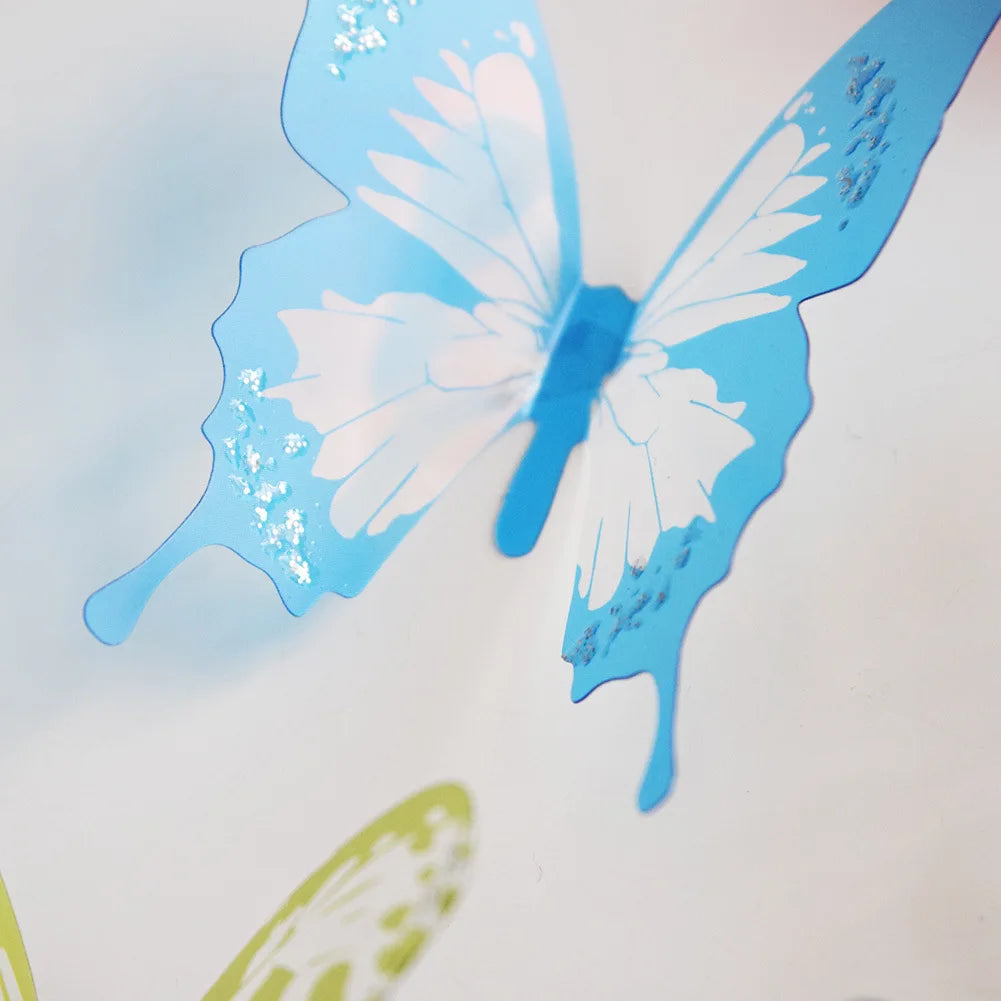 18 قطعة/الوحدة ثلاثية الأبعاد تأثير الكريستال الفراشات الجدار ملصق فراشة جميلة للأطفال غرفة صور مطبوعة للحوائط ديكور المنزل على الحائط